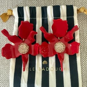 Le Sadoughi Red Crystal Lily Earrings